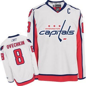 Herren Washington Capitals Eishockey Trikot Alex Ovechkin #8 Reebok Weiß Auswärts